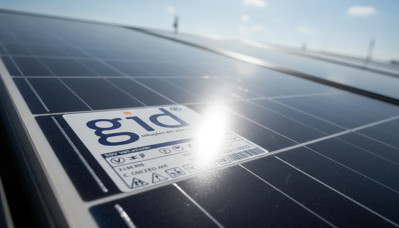 Adesivos para Painéis Solares e Inversores: Resistência UV e Identificação Técnica